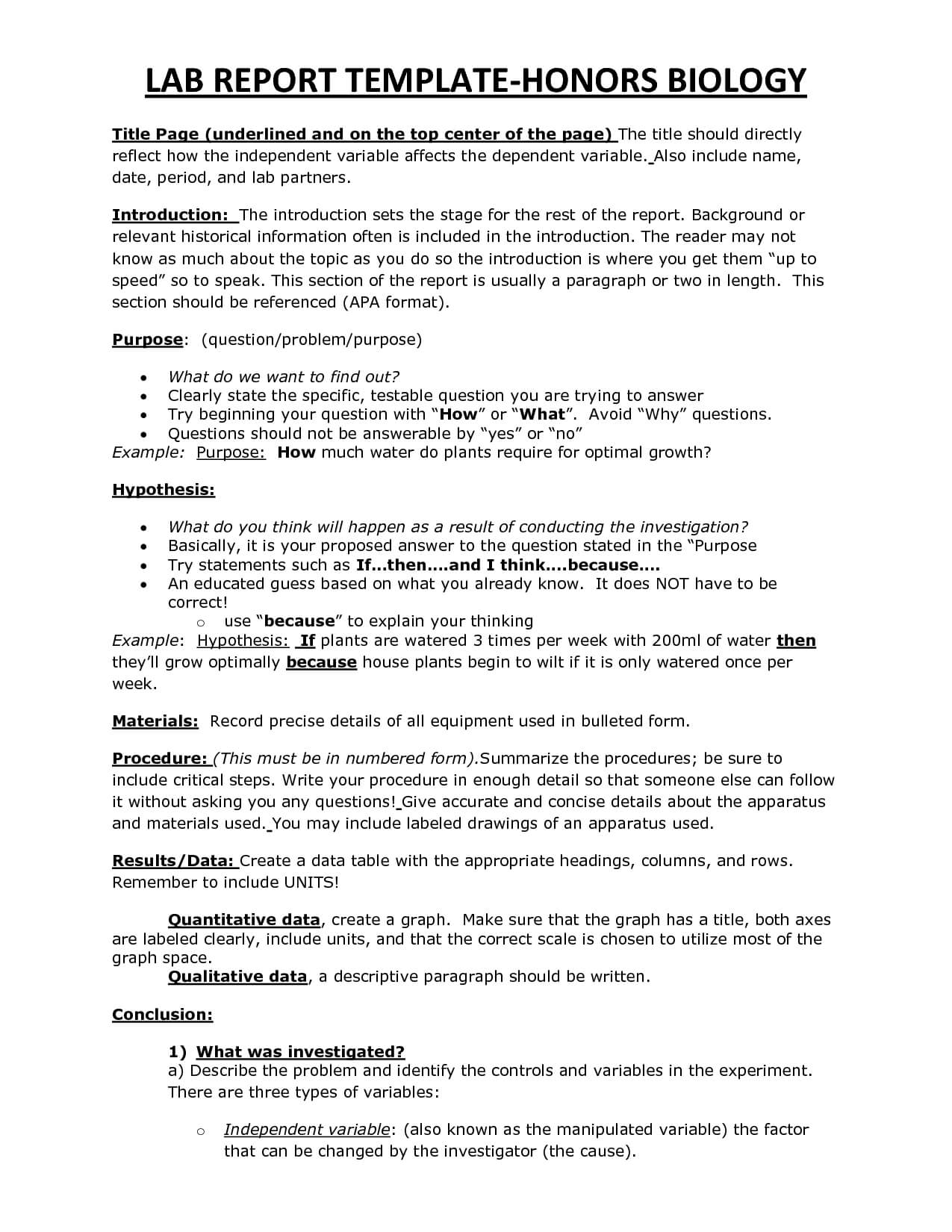Chs Hbio Lab Report Template | Lab Report, Lab Report With Regard To Biology Lab Report Template