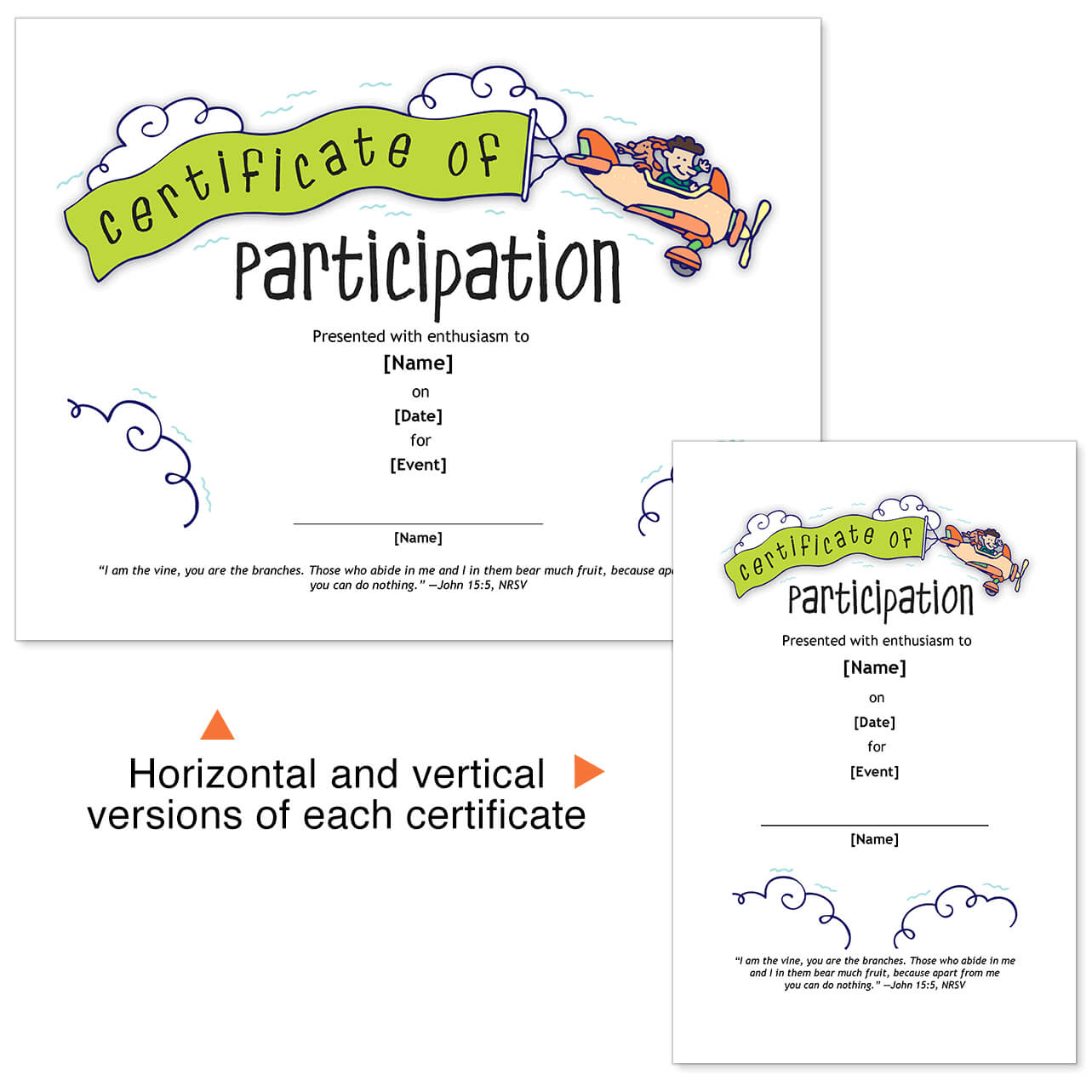 Church Certificate Template For Participation In Vbs, Sunday In Vbs Certificate Template