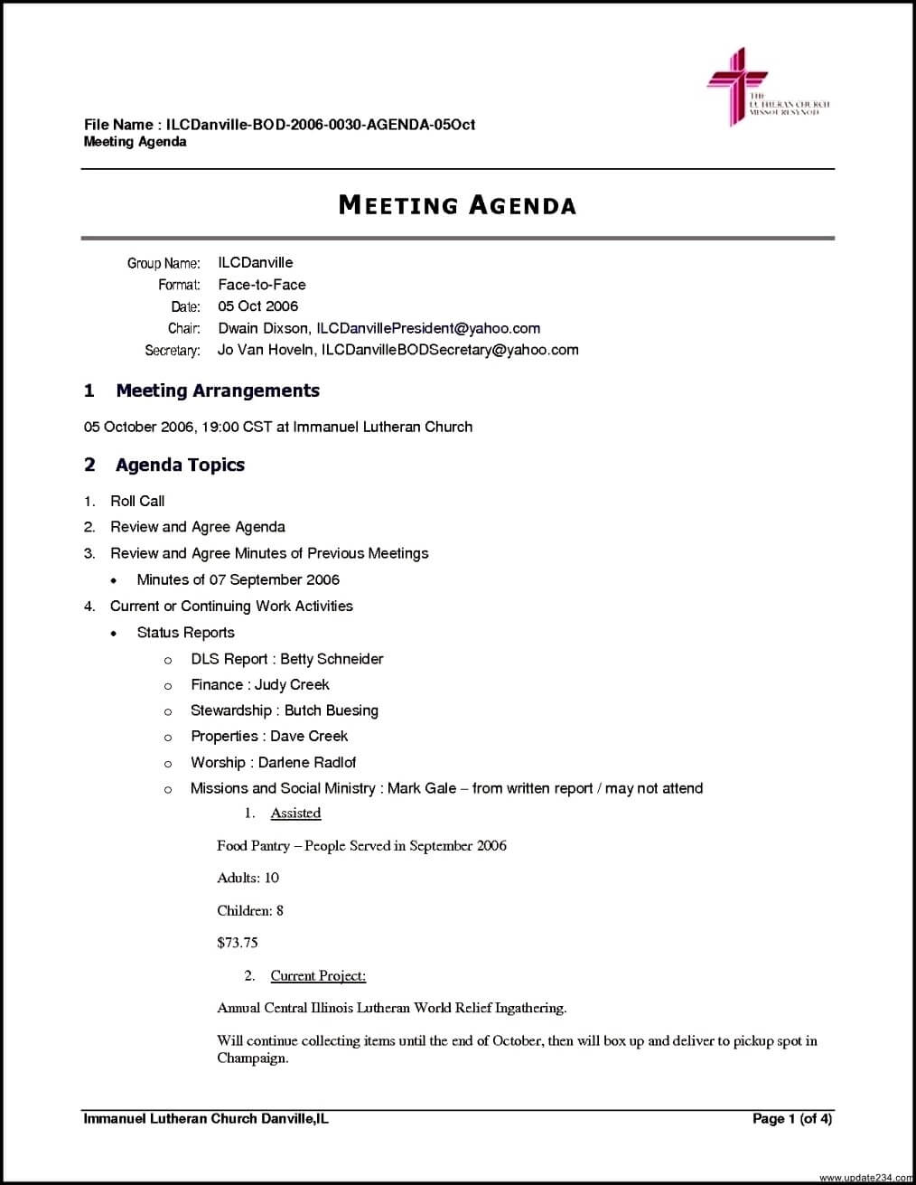 Church Meeting Agenda Format – Forza.mbiconsultingltd With Free Meeting Agenda Templates For Word