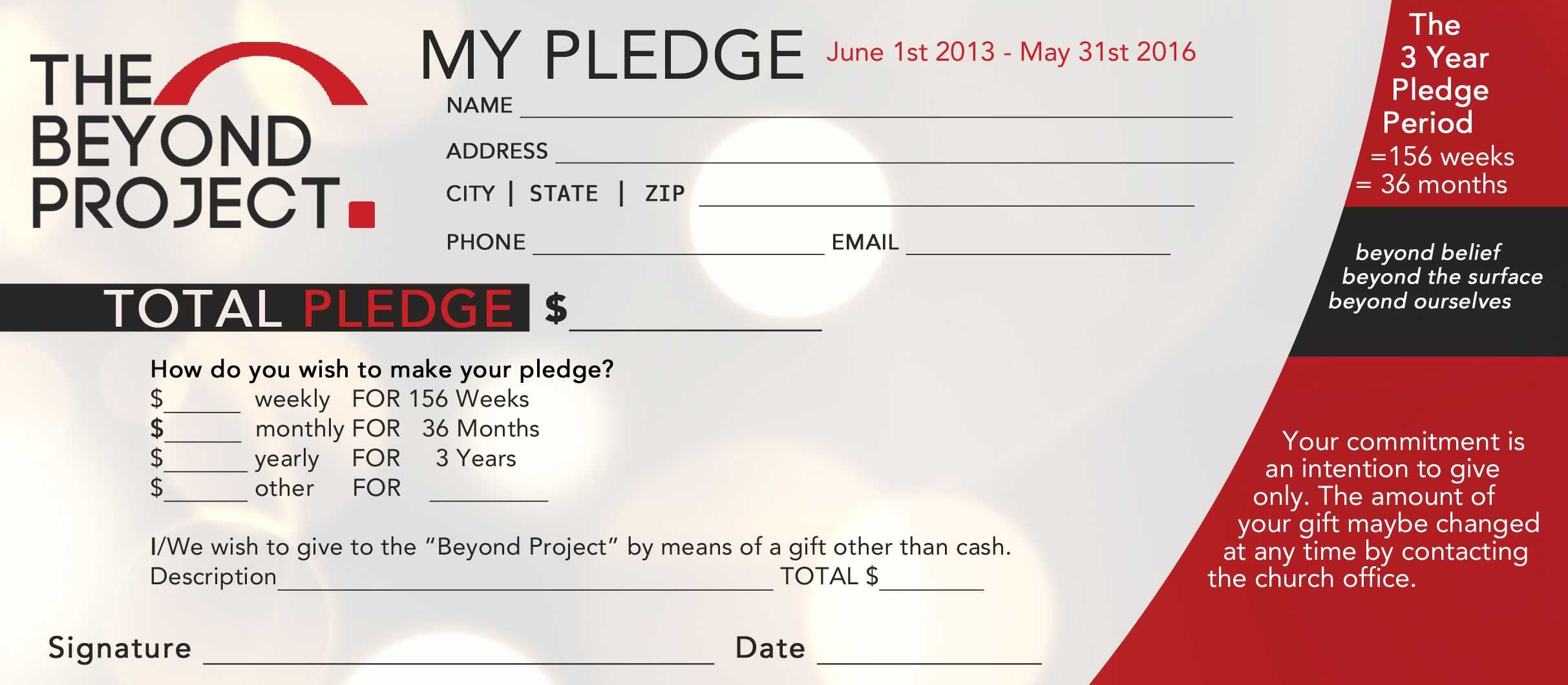 Church Pledge Form Template Hausn3Uc | Goal Charts, Free Regarding Fundraising Pledge Card Template