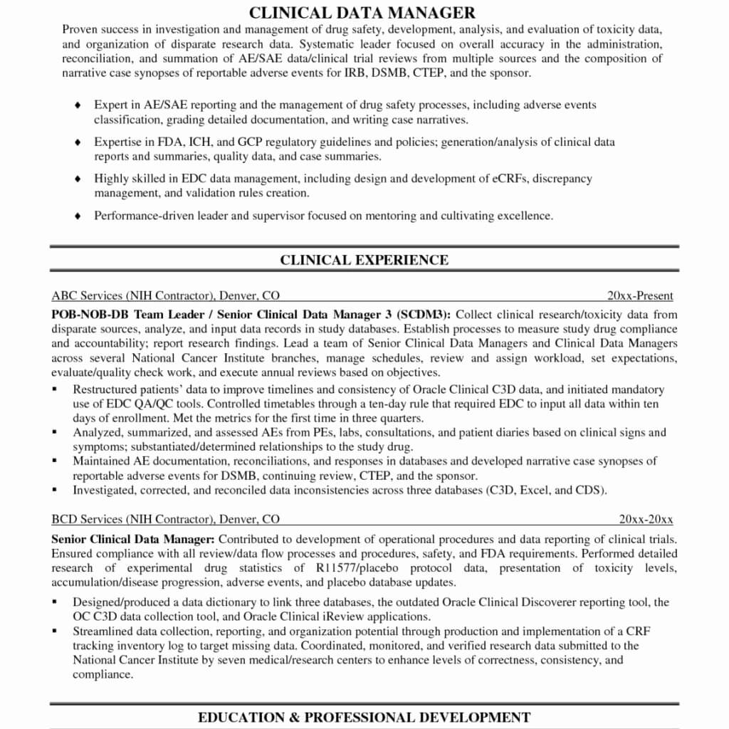Clinical Data Manager Cover Letter Resume Unique Templates In Dsmb Report Template