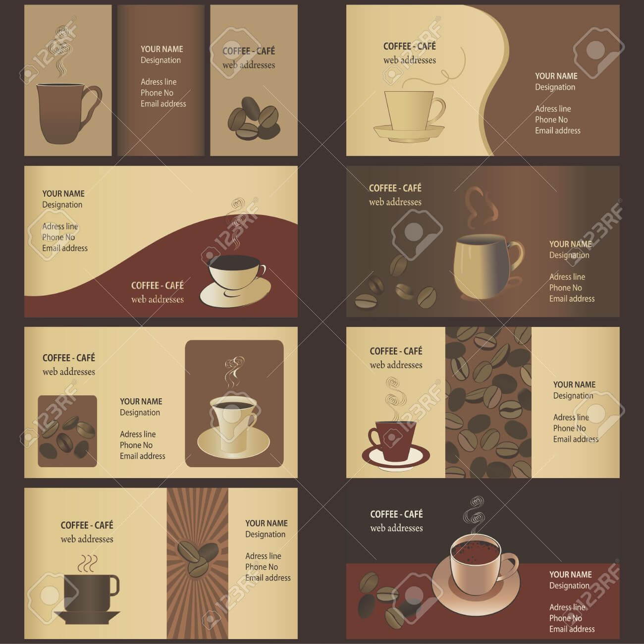 Coffee Business Card Templates Set Royalty Free Cliparts Within Coffee Business Card Template Free