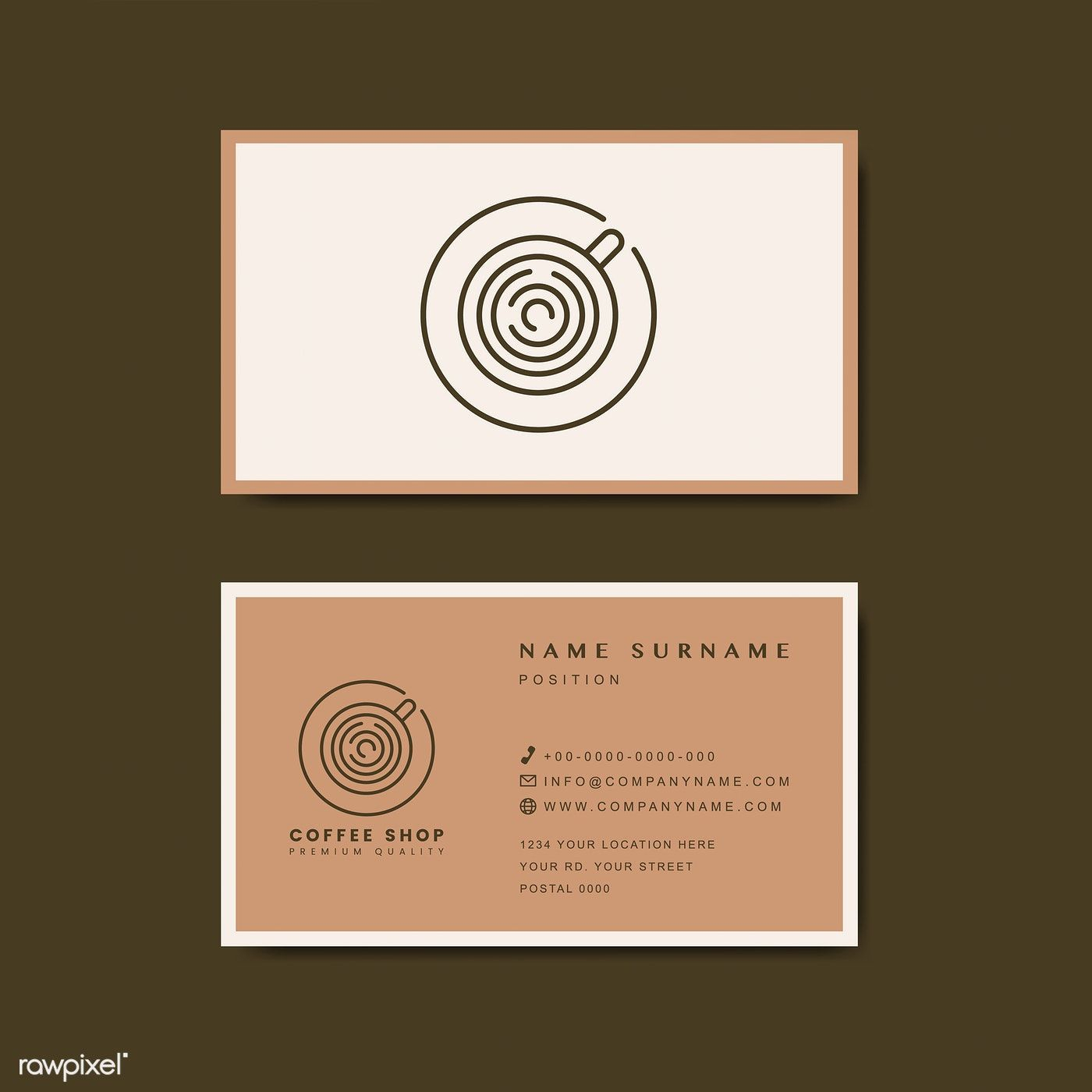 Coffee Shop Business Card Template Vector | Free Image For Dope Card Template