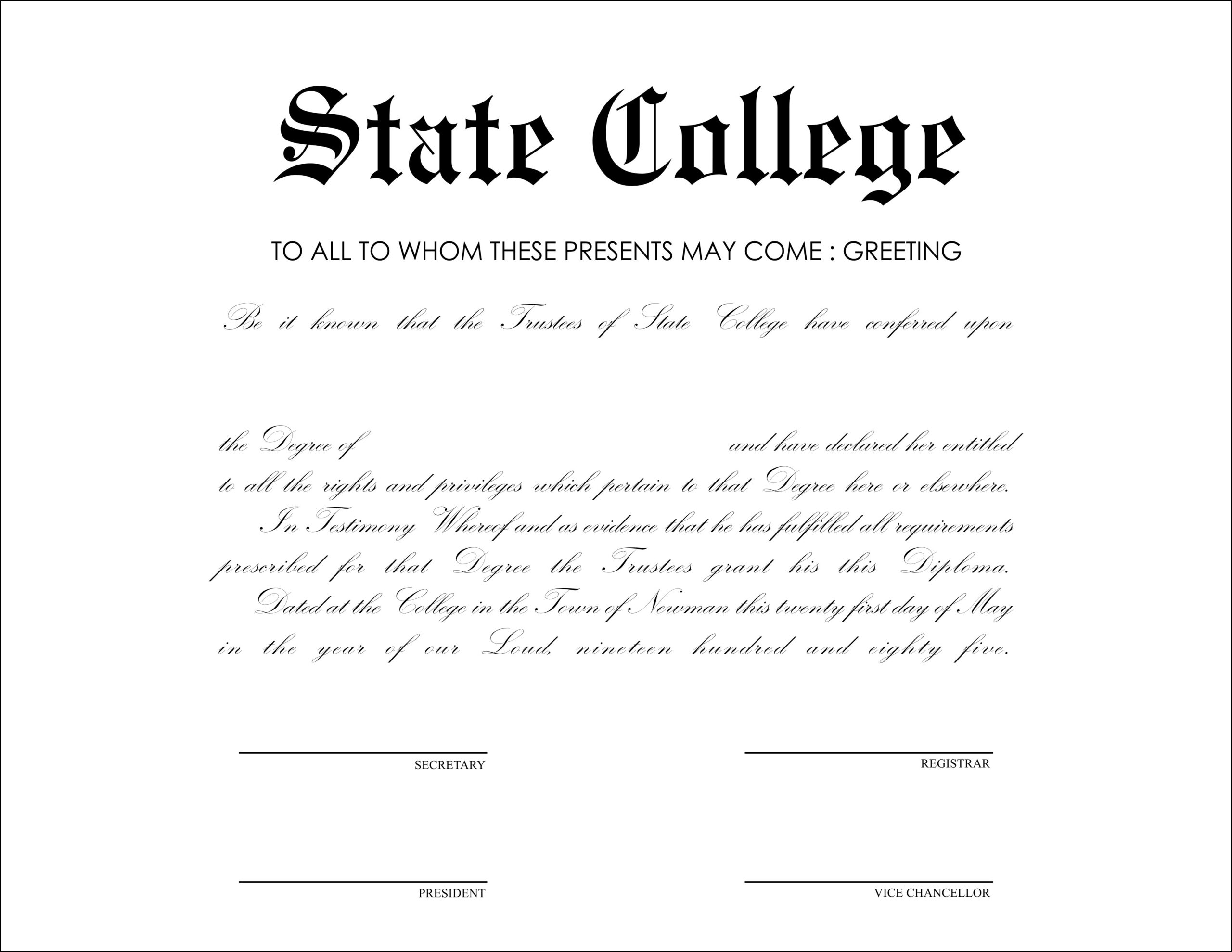 College Degree Templates Ukran Agdiffusion Com Phd Diploma Intended For College Graduation Certificate Template