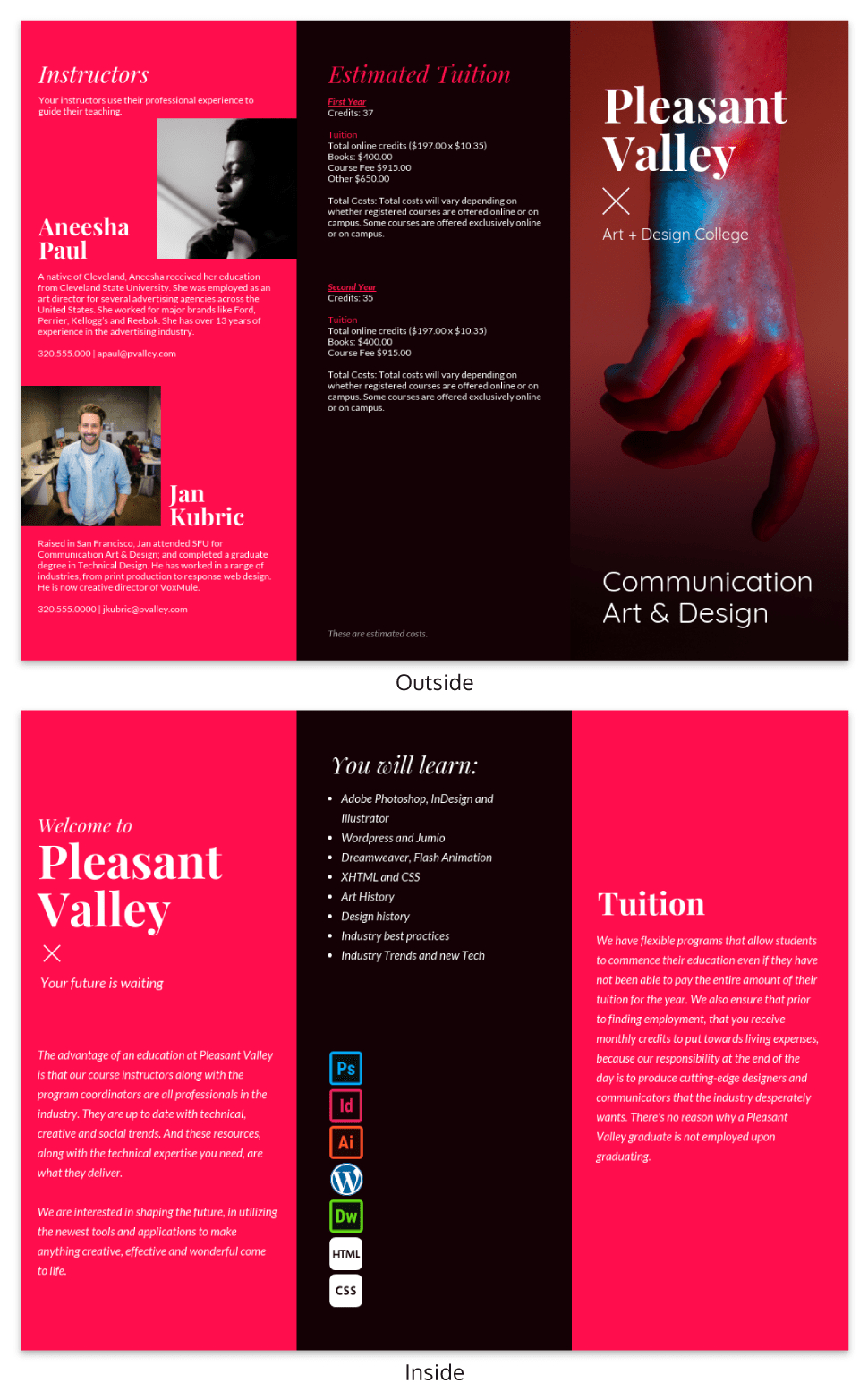 College Tri Fold Brochure Regarding Tri Fold School Brochure Template