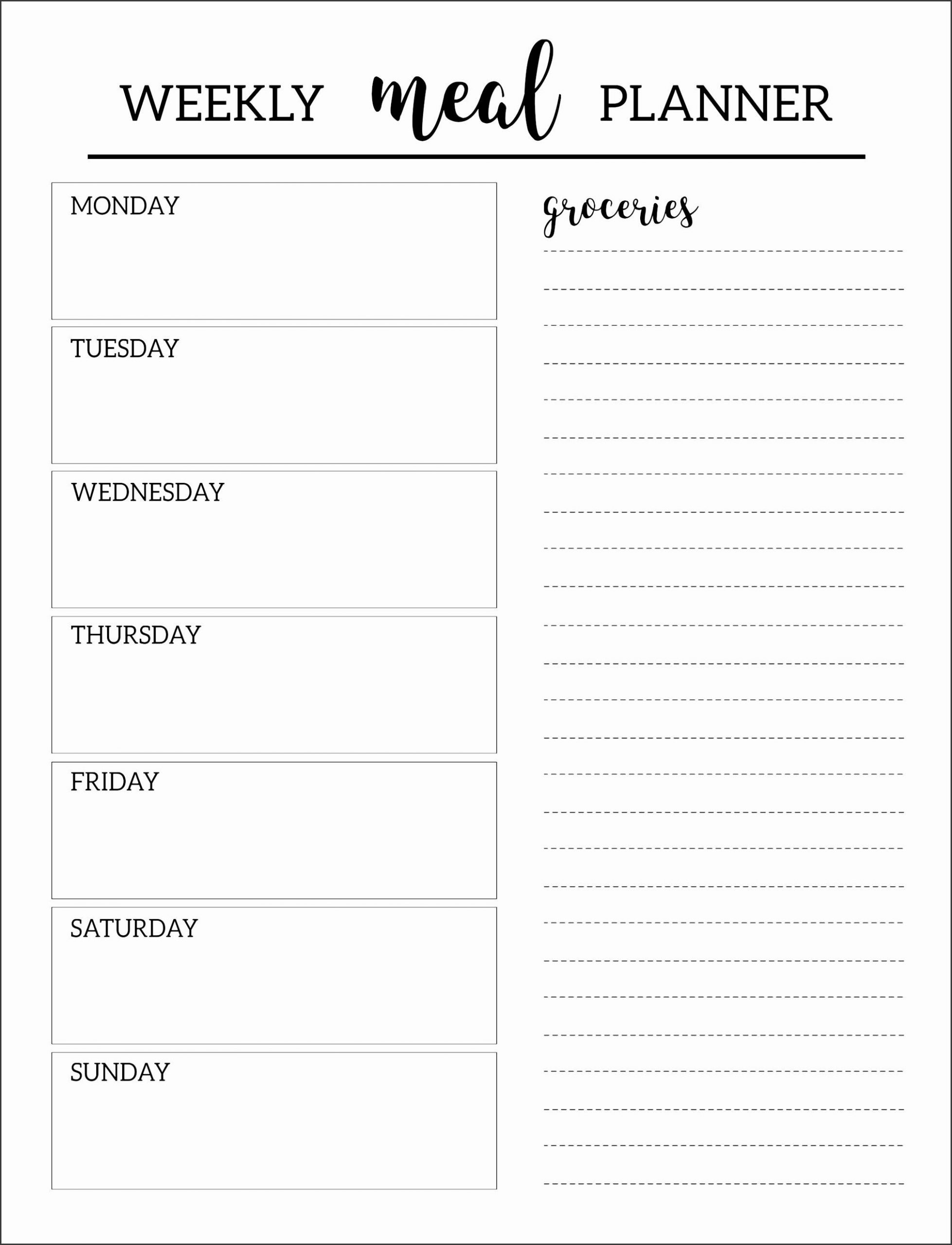Color Pages ~ Meal Planemplate Word Weekly Menu Planner Inside Meal Plan Template Word