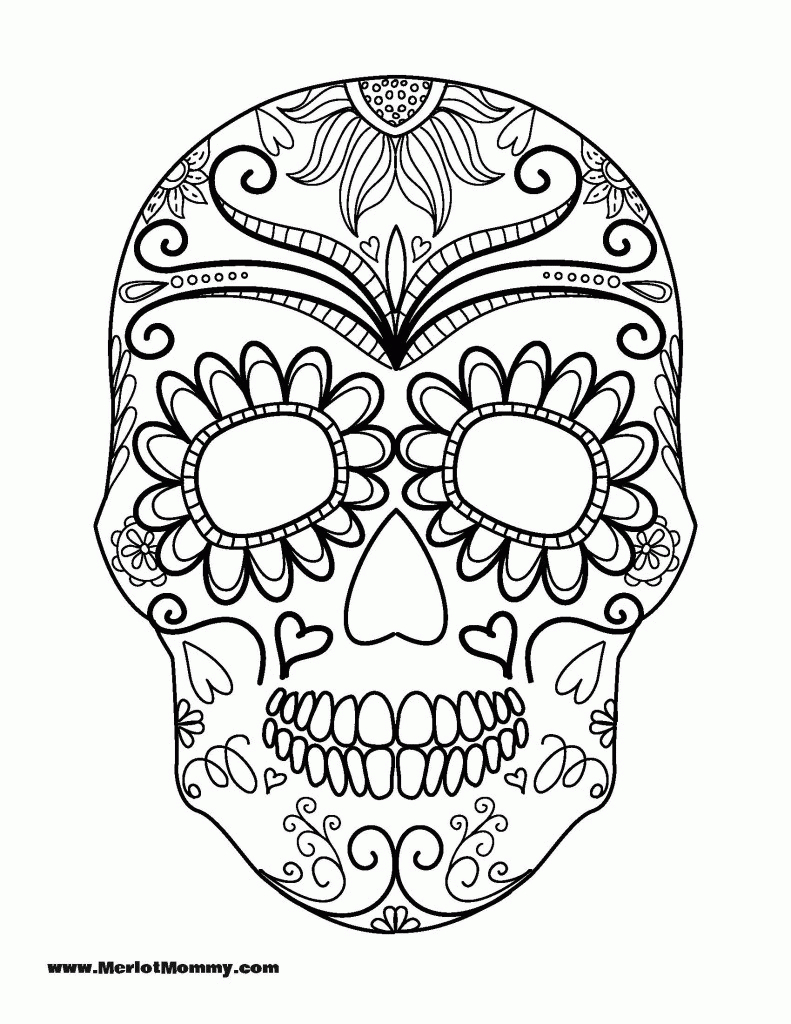 Color Pages: Tremendous Sugar Skull Color Page Picture Ideas In Blank Sugar Skull Template