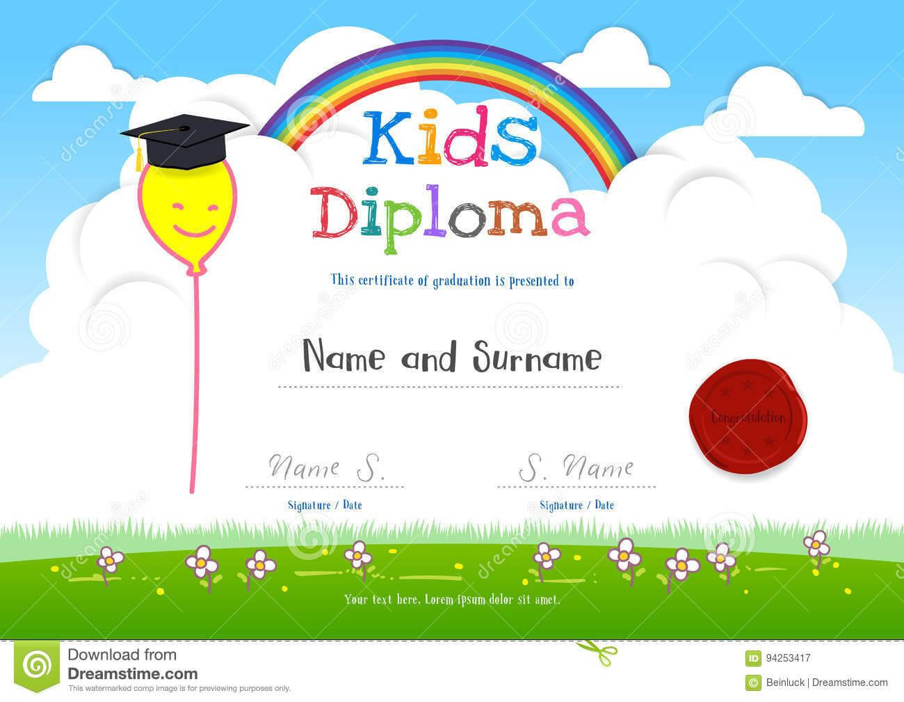Colorful Kids Summer Camp Diploma Certificate Template In Throughout Summer Camp Certificate Template