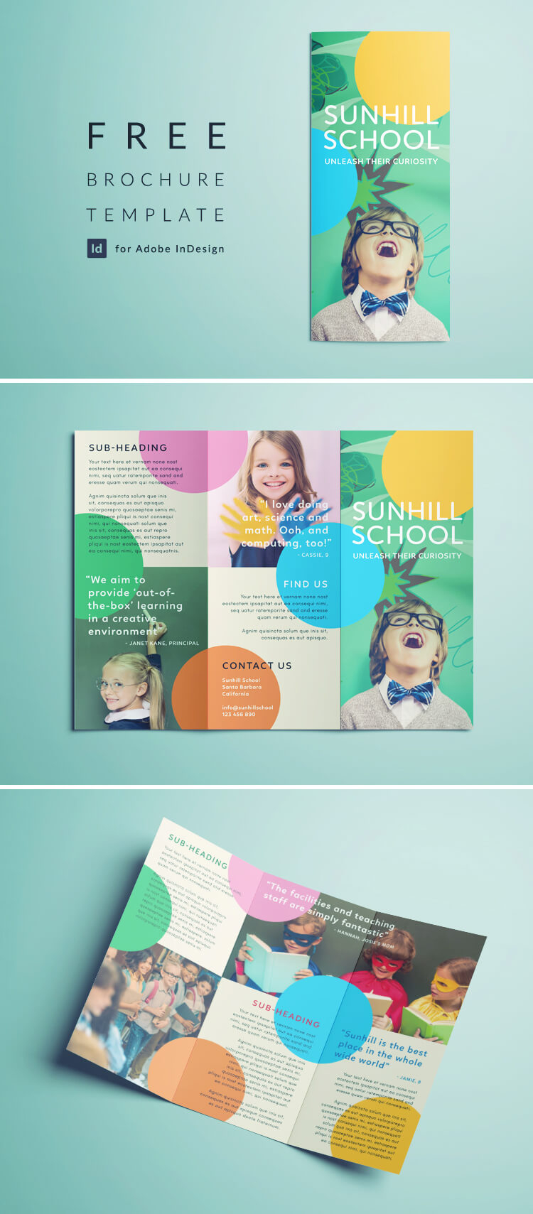 Colorful School Brochure – Tri Fold Template | Download Free In Tri Fold School Brochure Template