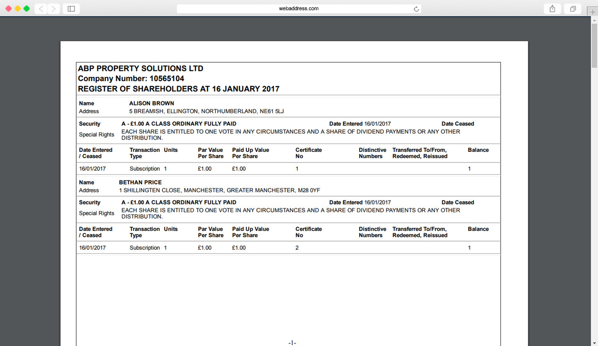 Company Registers | Thecompanywarehouse.co.uk Throughout Share Certificate Template Companies House