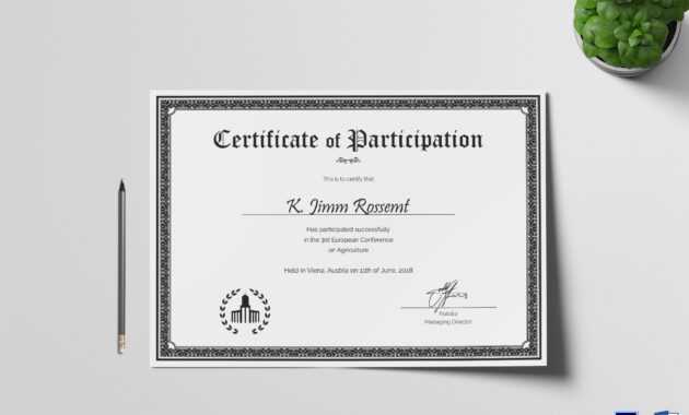 Conference Participation Certificate Template within Conference Participation Certificate Template