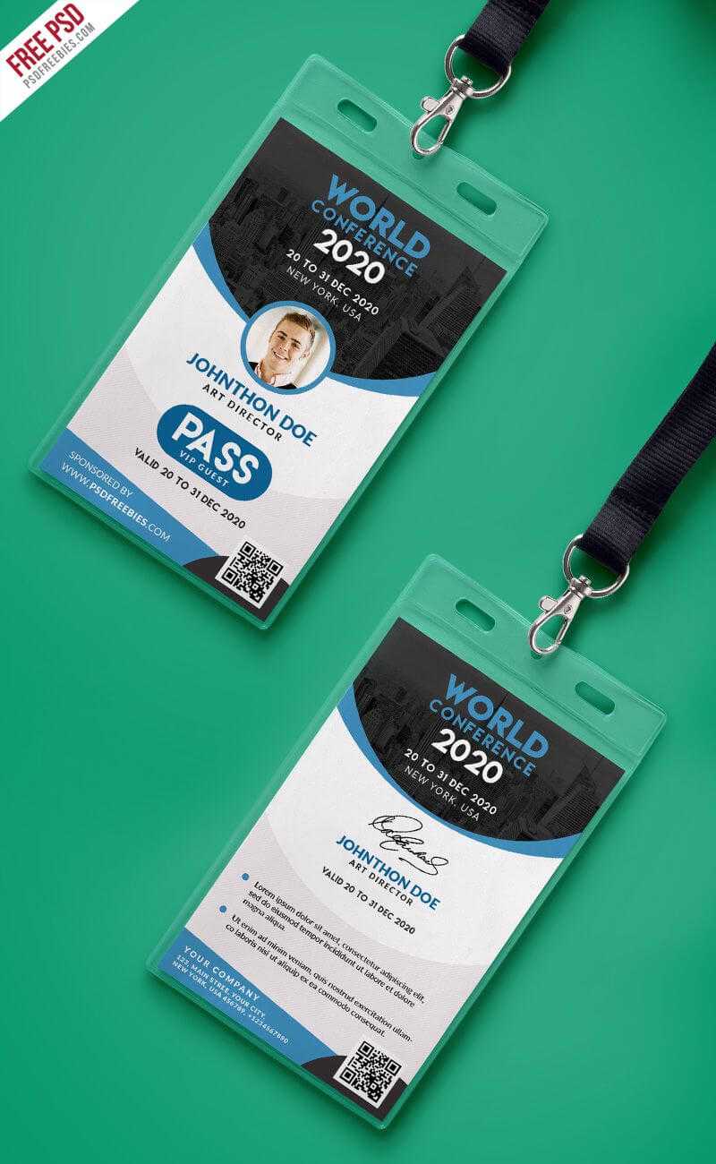 Conference Vip Entry Pass Id Card Template Psd | Id Card With Regard To Conference Id Card Template