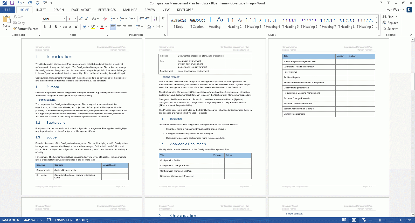 Configuration Management Plan Templates (Ms Office) For Training Manual Template Microsoft Word