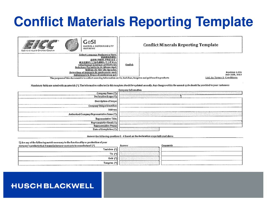 Conflict Minerals: Not Just For Public Companies – What For Eicc Conflict Minerals Reporting Template