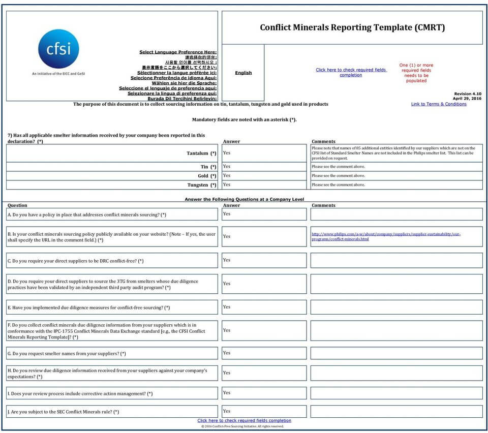 Conflict Minerals Reporting Template (Cmrt) - Pdf Free Download Throughout Conflict Minerals Reporting Template