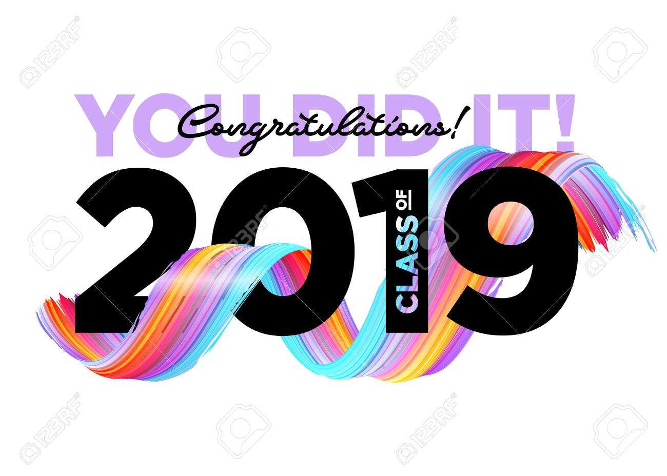 Congratulations Graduates Class Of 2019 Vector Logo. Graduation.. Intended For Graduation Banner Template