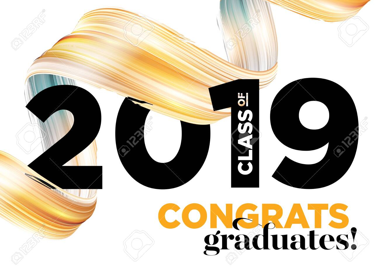 Congratulations Graduates Class Of 2019 Vector Logo. Graduation.. With Regard To Graduation Banner Template