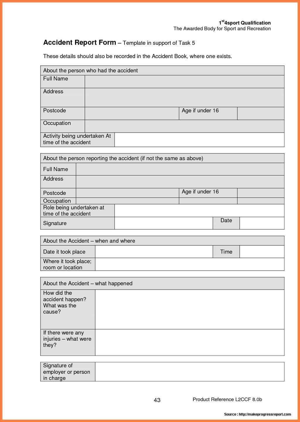 Construction Accident Report Form Sample | Incident Report For Hse Report Template