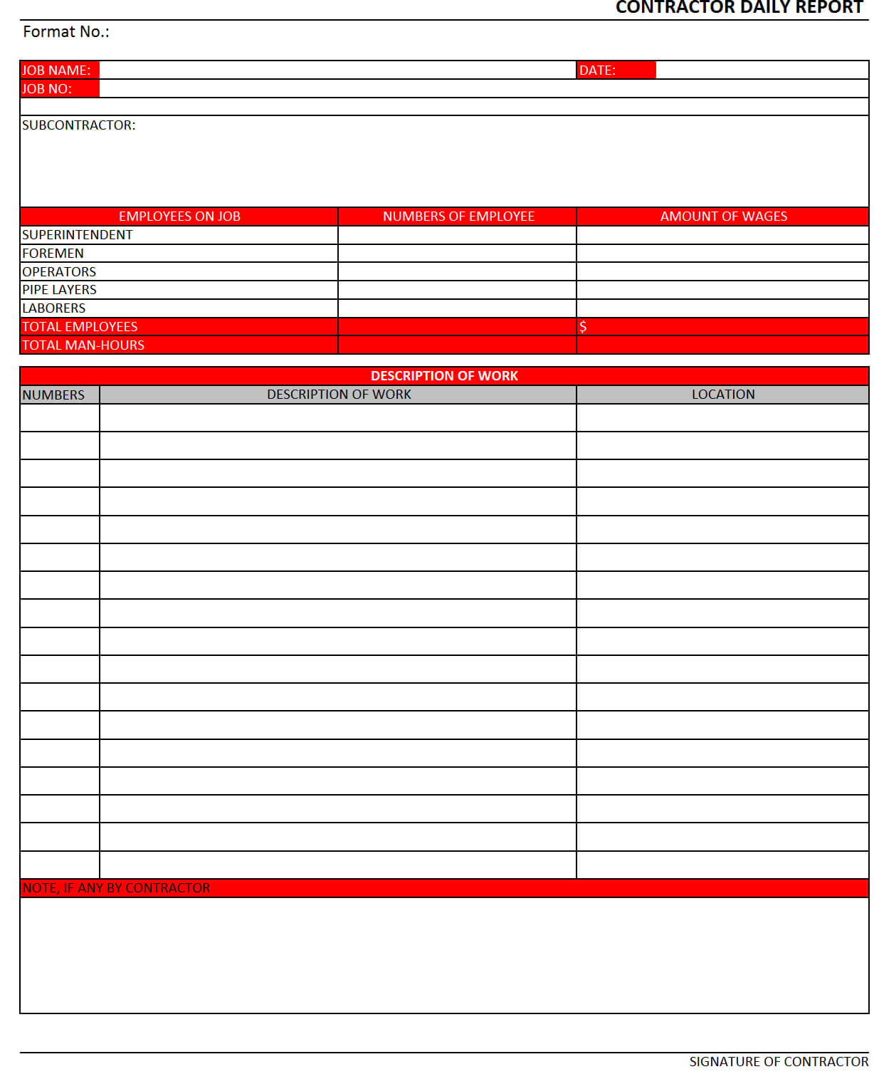 Construction Daily Report Template Excel | Report Template In Free Construction Daily Report Template