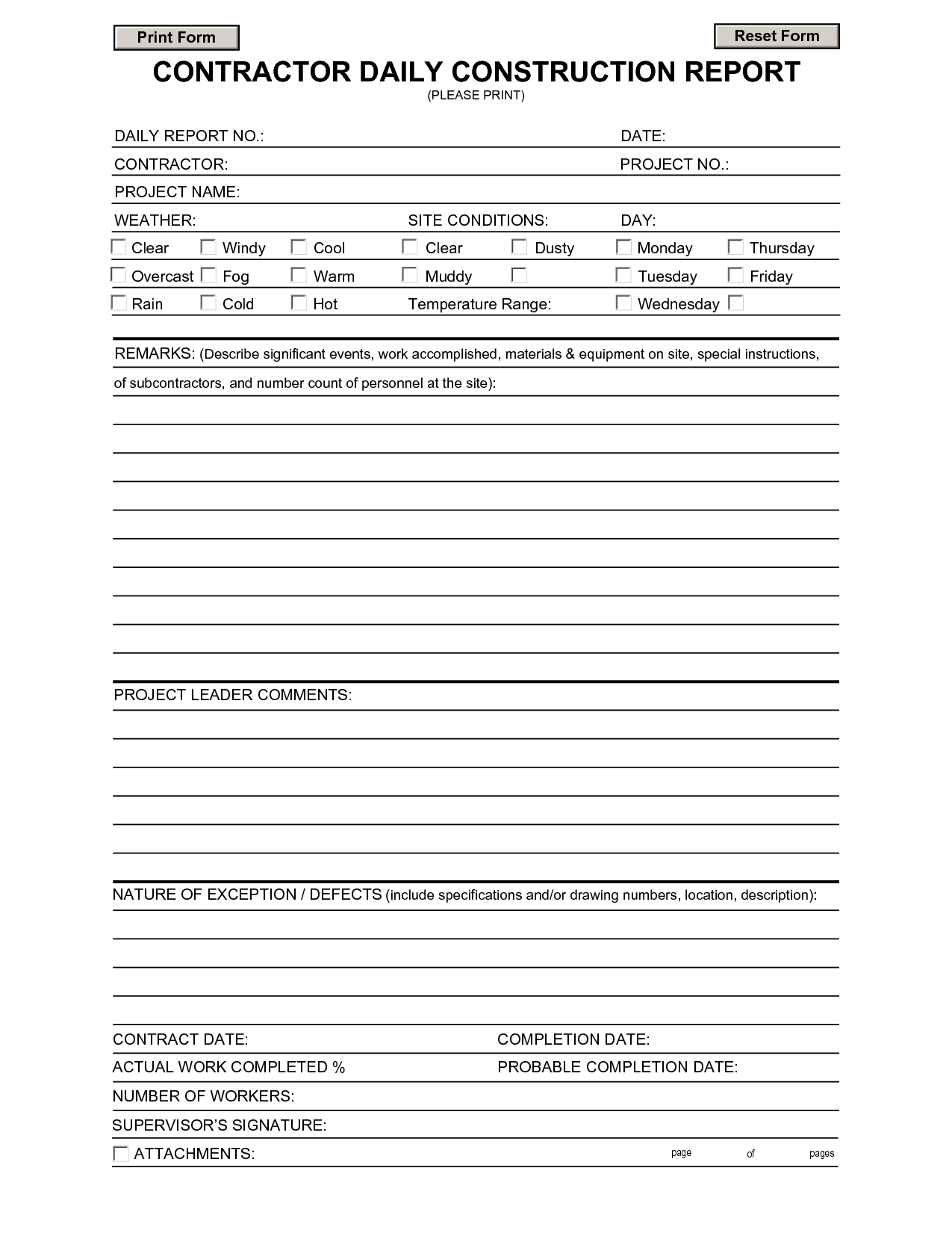 Construction Daily Report Template | Report Template, Daily For Equipment Fault Report Template