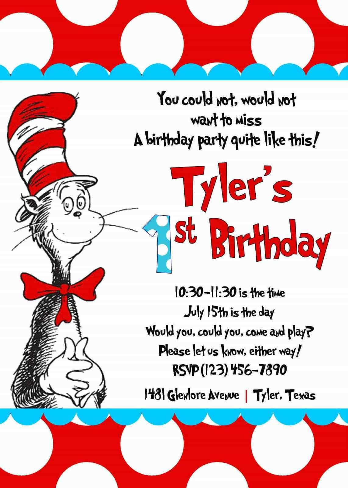 Cool Create Easy Dr Seuss Birthday Invitations | Dr Seuss Throughout Dr Seuss Birthday Card Template