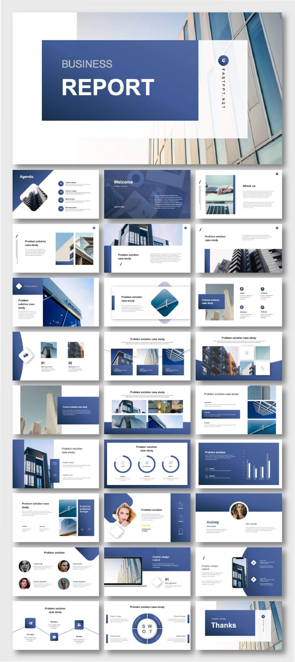 Cool & Modern Blue Business Presentation Template Within University Of Miami Powerpoint Template