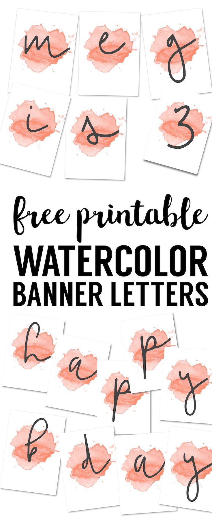 Coral Watercolor Banner Free Printable | Birthday Banner Intended For Free Bridal Shower Banner Template