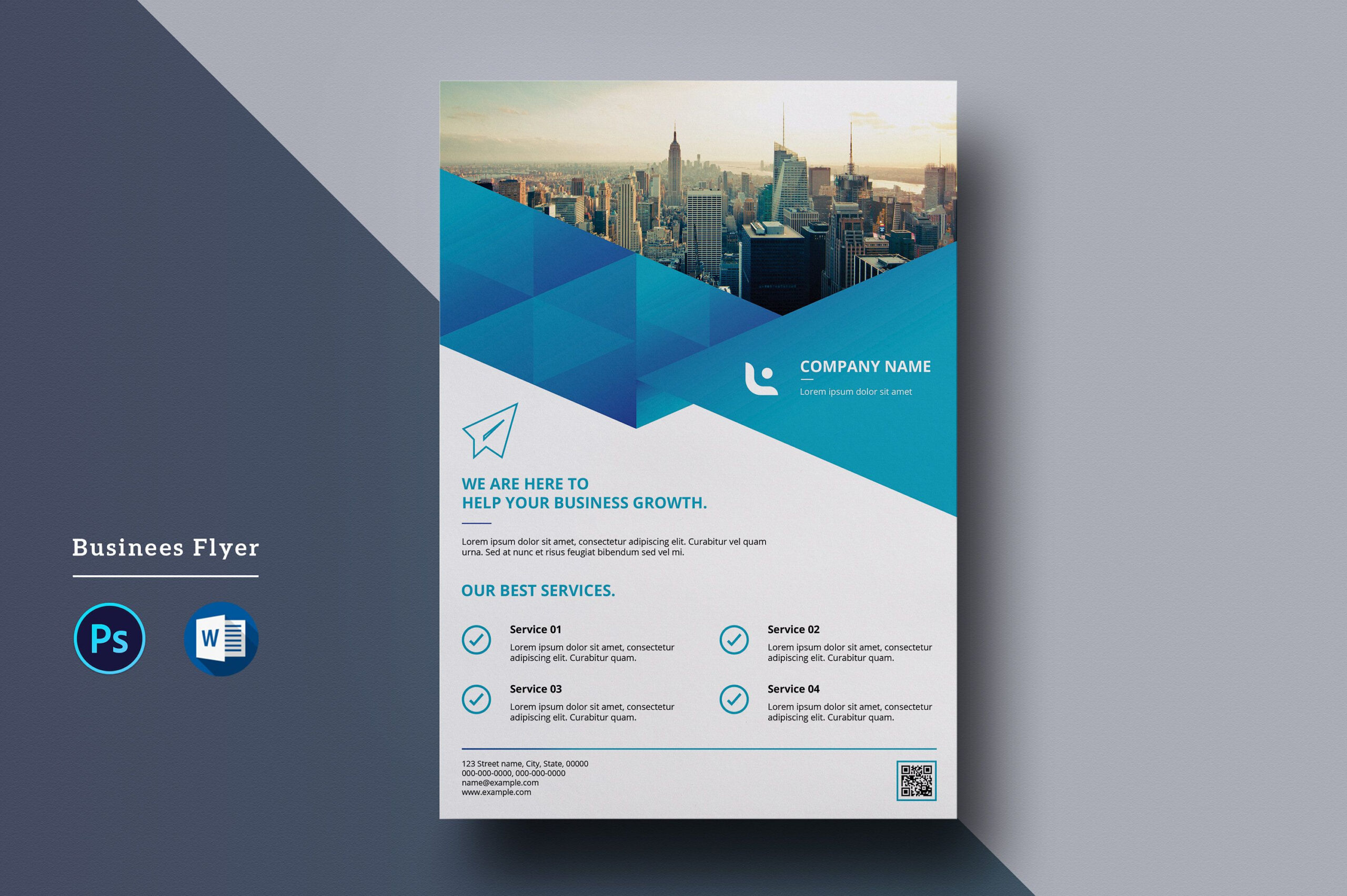 Corporate Flyer Template | A4 Business Flyer | Ms Word And For Free Business Flyer Templates For Microsoft Word