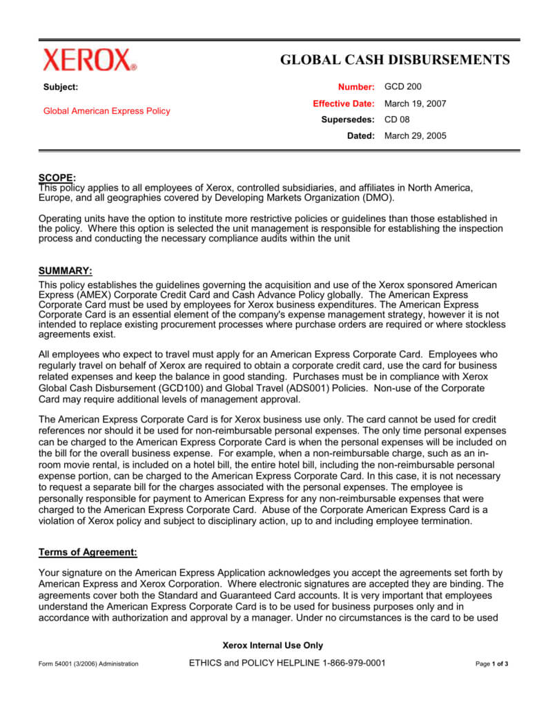 Corporate Functional Guide Template Pertaining To Company Credit Card Policy Template