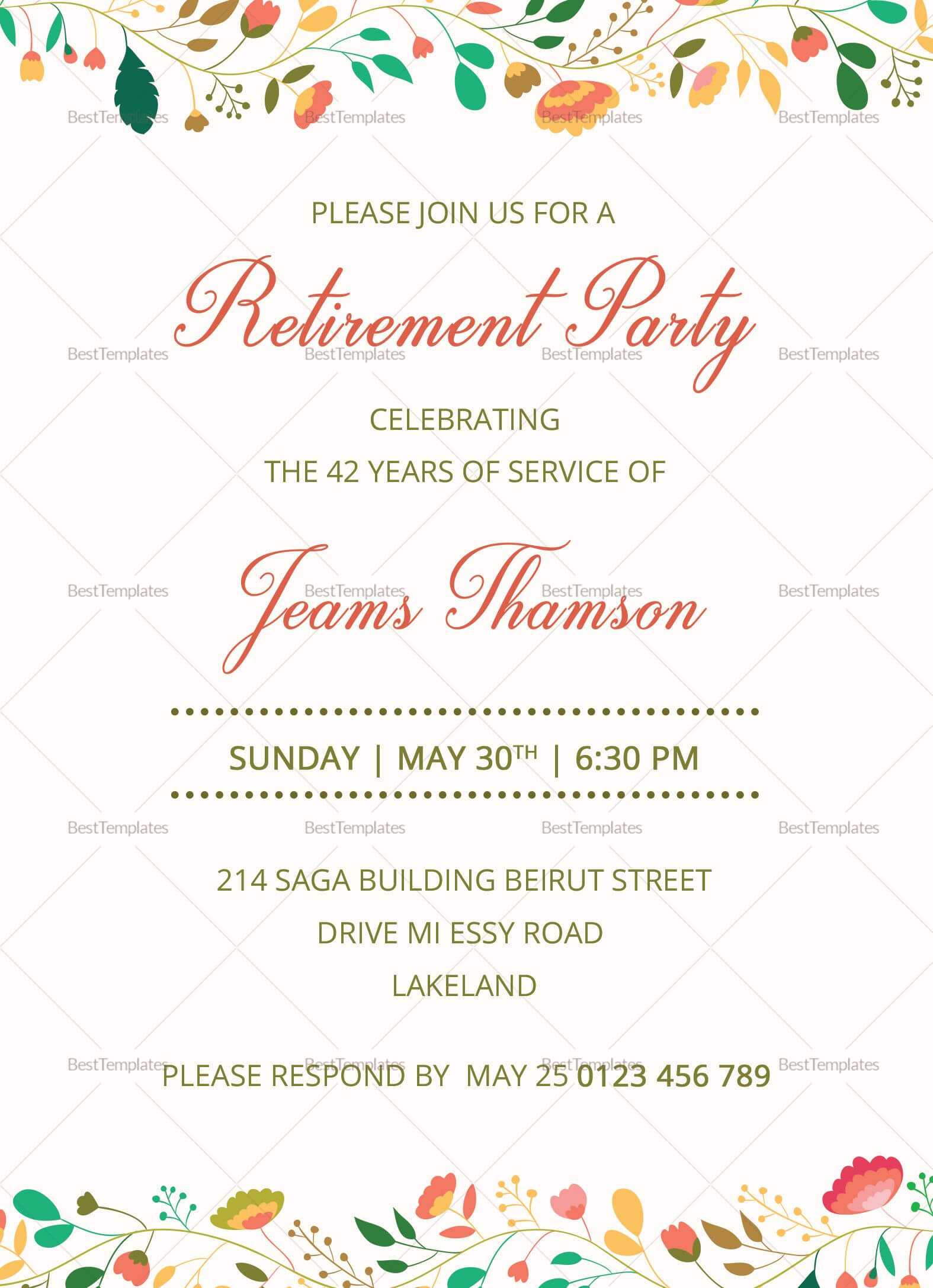 Corporate Retirement Party Invitation Template | Retirement Pertaining To Retirement Card Template