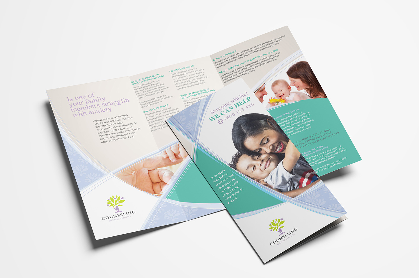 Counselling Service Tri Fold Brochure Template In Psd, Ai In Tri Fold Brochure Template Illustrator