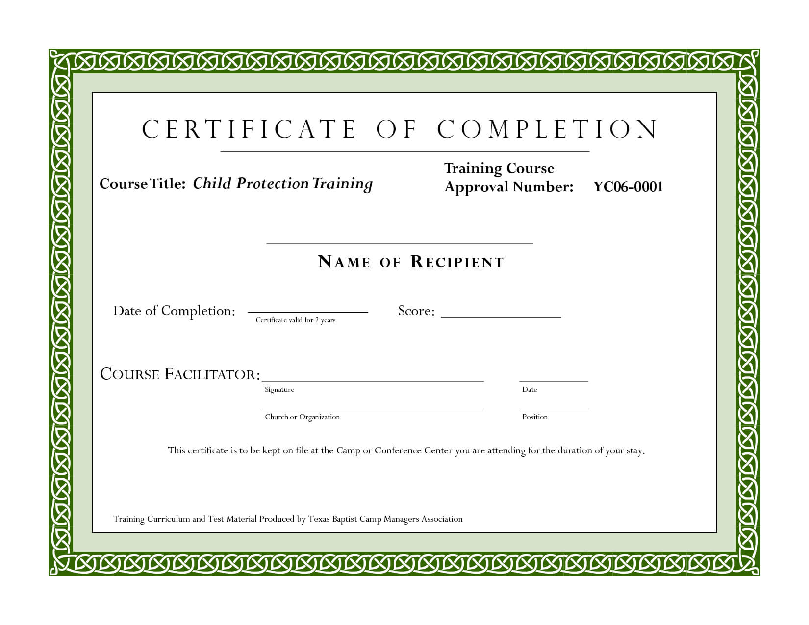 Course Completion Certificate Template | Certificate Of Regarding Certification Of Completion Template