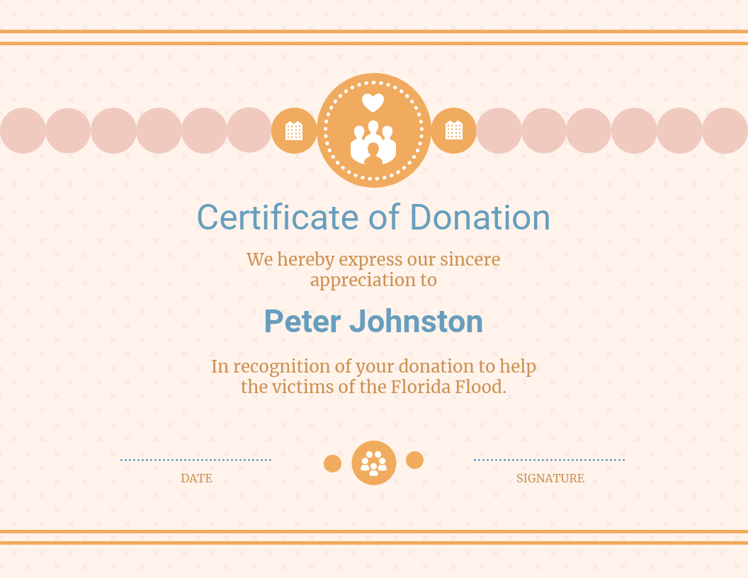 Cream Donation Appreciation Certificate Template Pertaining To Donation Certificate Template