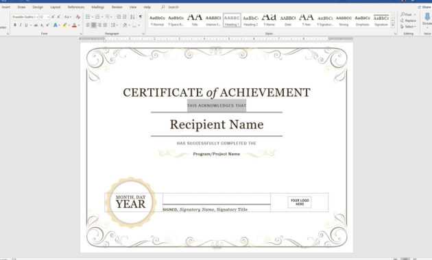 Create A Certificate Of Recognition In Microsoft Word pertaining to Word 2013 Certificate Template