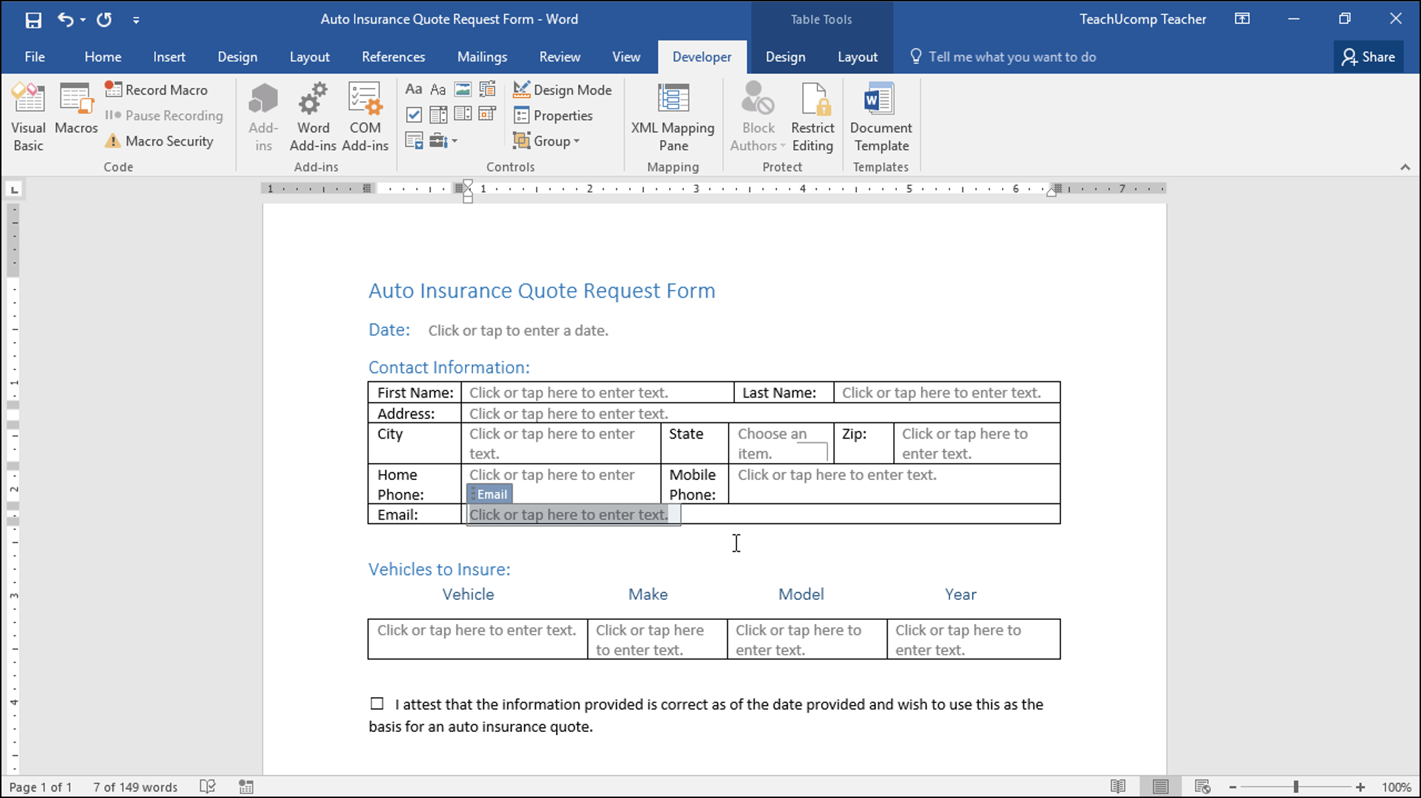 Create A Form In Word  Instructions And Video Lesson Within Creating Word Templates 2013