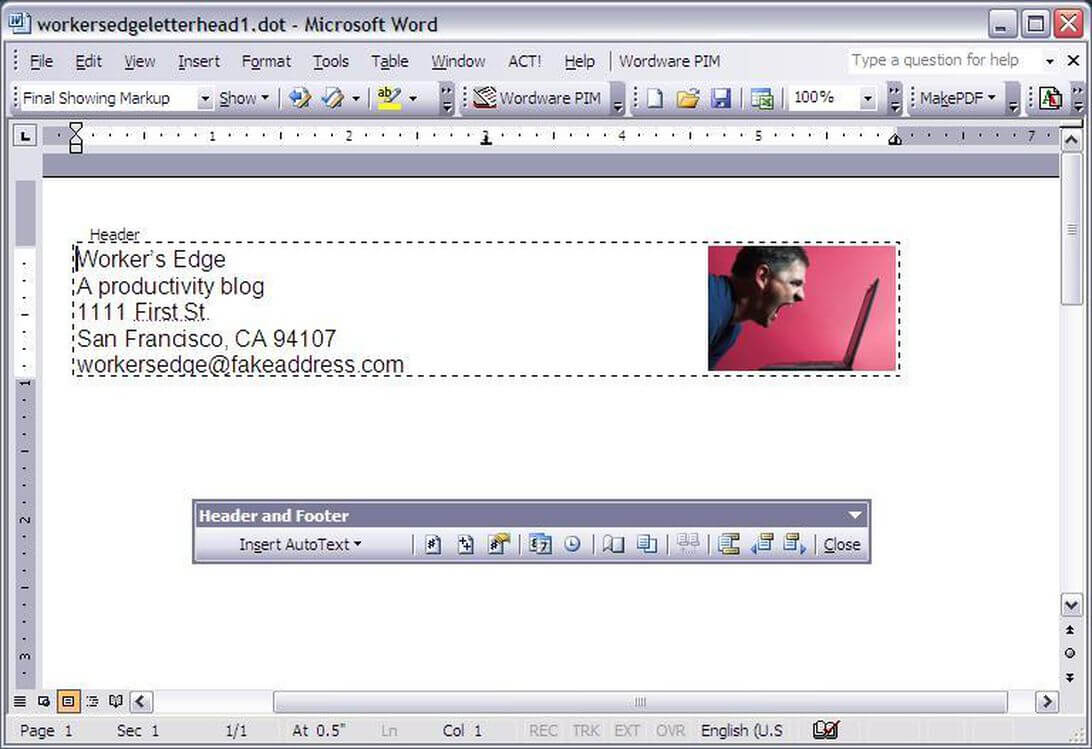 Create A Letterhead Template In Microsoft Word – Cnet In Header Templates For Word