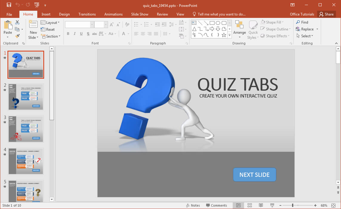 Create A Quiz In Powerpoint With Quiz Tabs Powerpoint Template Inside Powerpoint Quiz Template Free Download
