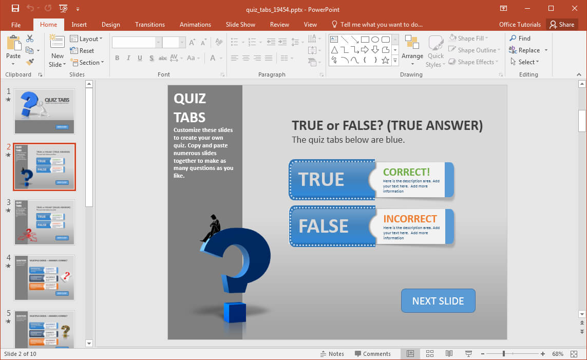 Create A Quiz In Powerpoint With Quiz Tabs Powerpoint Template Intended For Quiz Show Template Powerpoint