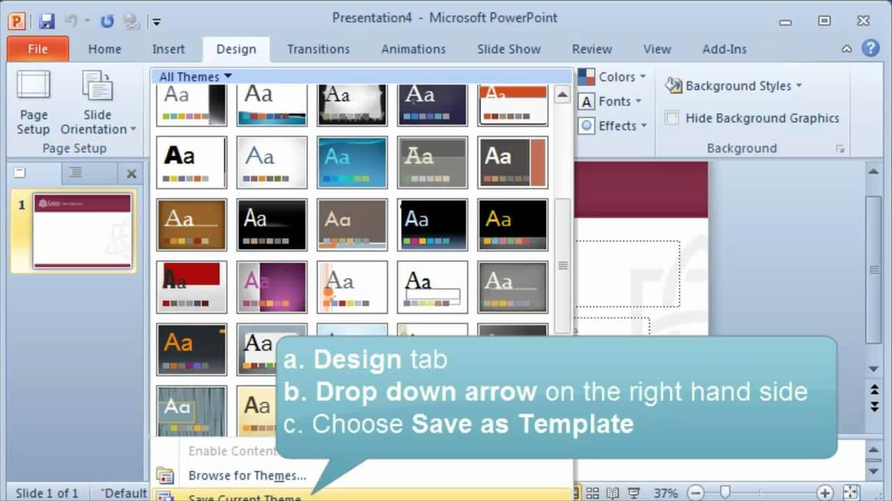 Creating And Setting A Default Template Or Theme In Powerpoint In Powerpoint Default Template