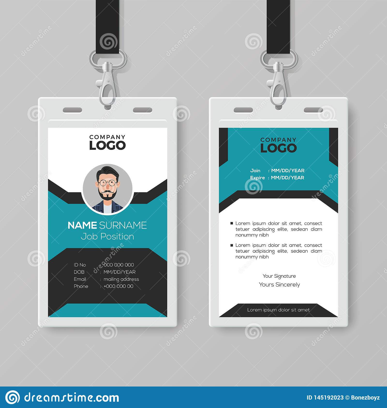 Creative Employee Id Card Template Stock Vector For Pvc Id Card Template