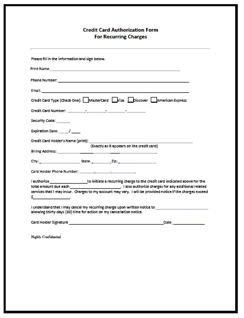Credit Card Authorization Form Template | Besttemplates123 For Credit Card On File Form Templates