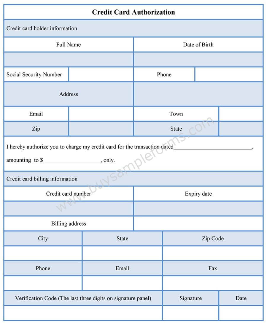 Credit Card Authorization Form Template – Sample Forms With Credit Card Billing Authorization Form Template