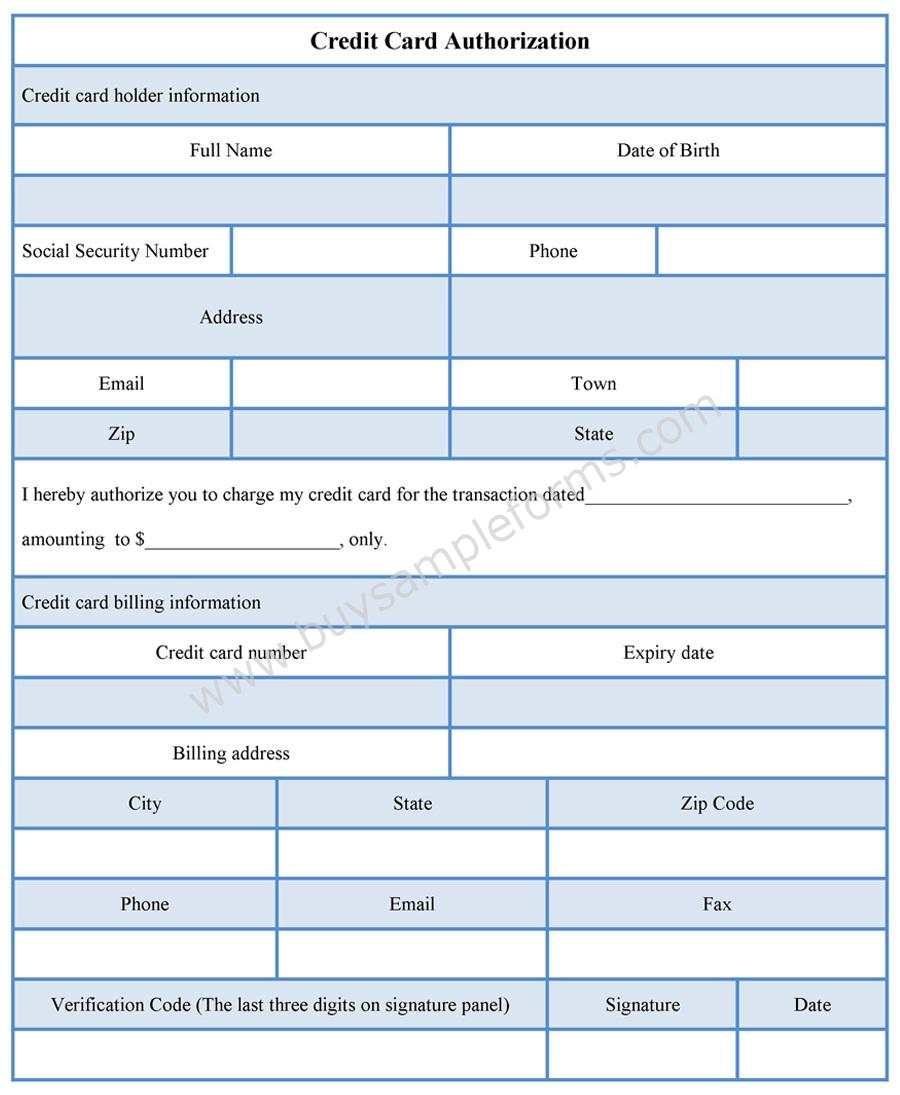 Credit Card Authorization Form Template – Sample Forms With Regard To Credit Card Authorization Form Template Word