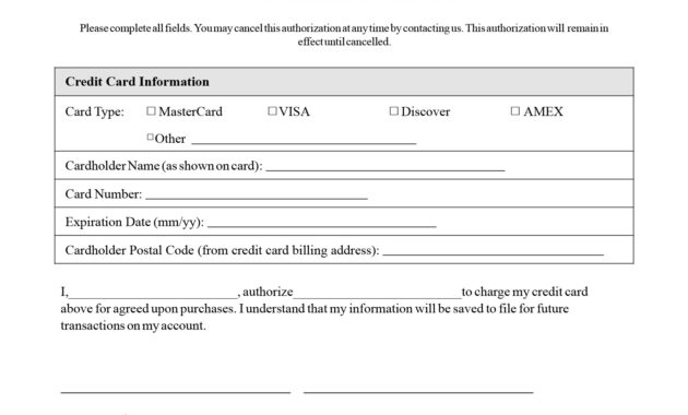 Credit Card Authorization Form Templates [Download] intended for Order Form With Credit Card Template