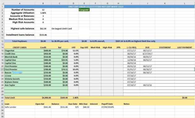 Credit Card Utilization Tracking Spreadsheet | Credit Card intended for Credit Card Payment Spreadsheet Template