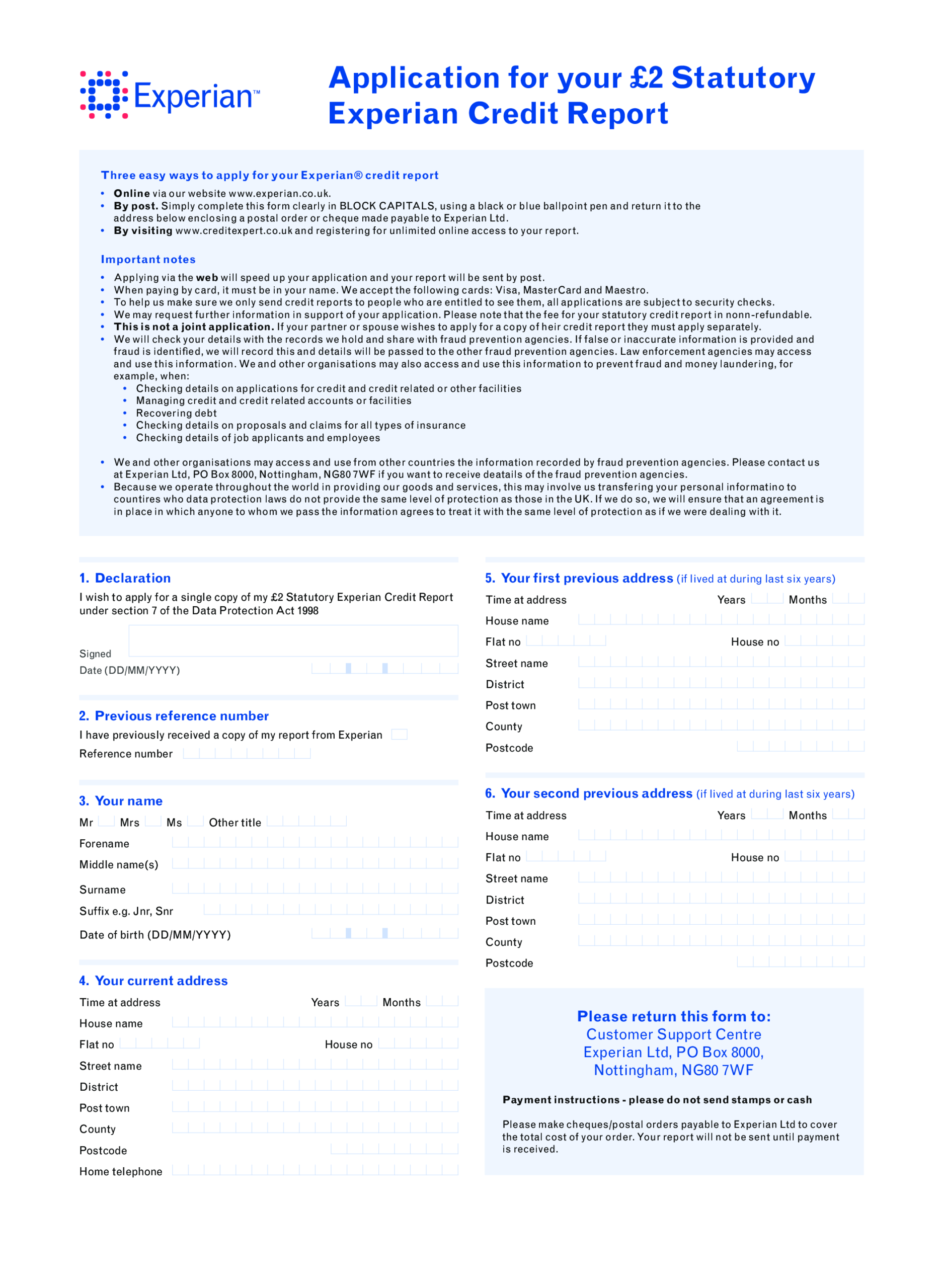 Credit Report Application Form | Templates At Intended For Section 7 Report Template