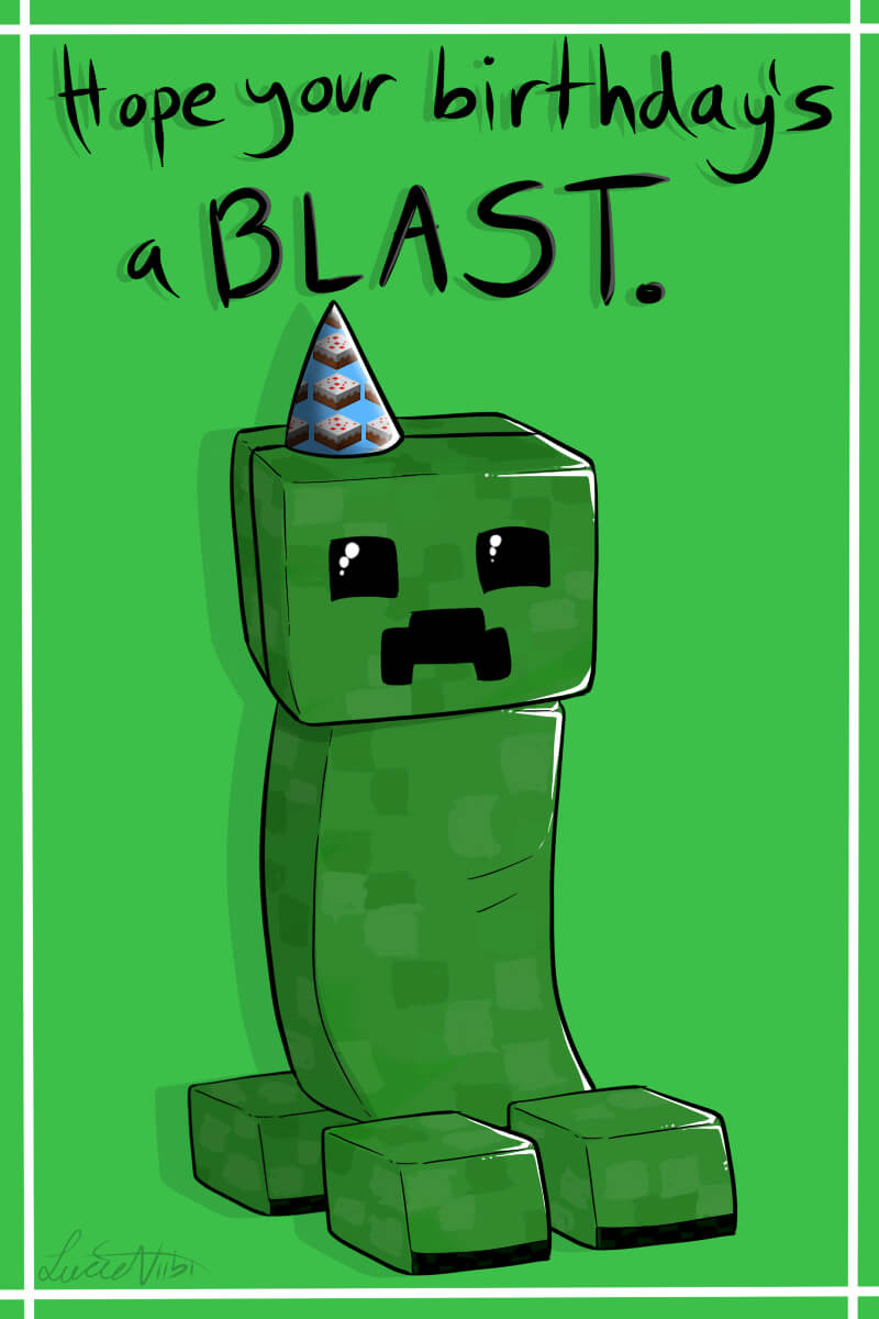 Creeper Birthday Cardlucieniibi.deviantart On With Regard To Minecraft Birthday Card Template