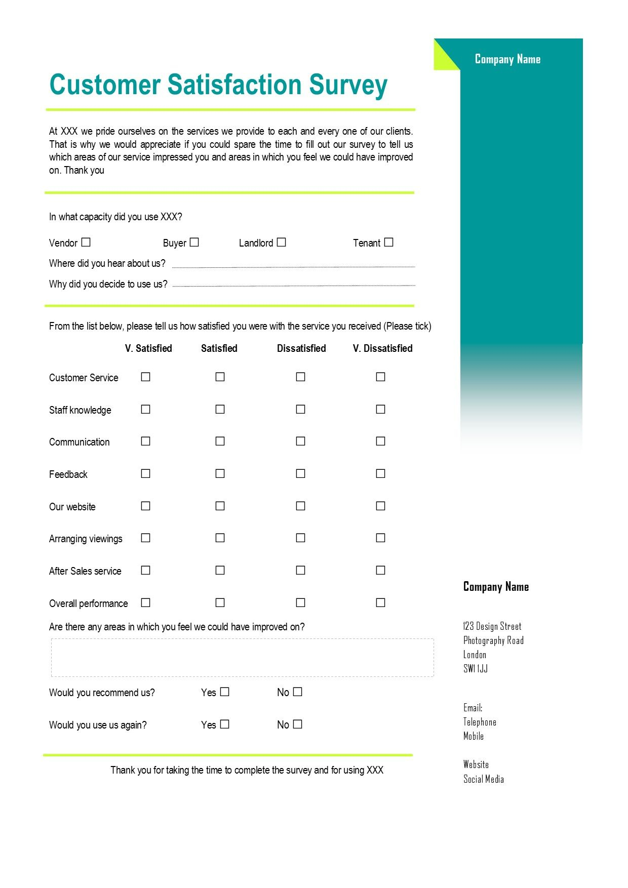 Customer Satisfaction Survey. A Virtual Assistant Can Create In Questionnaire Design Template Word