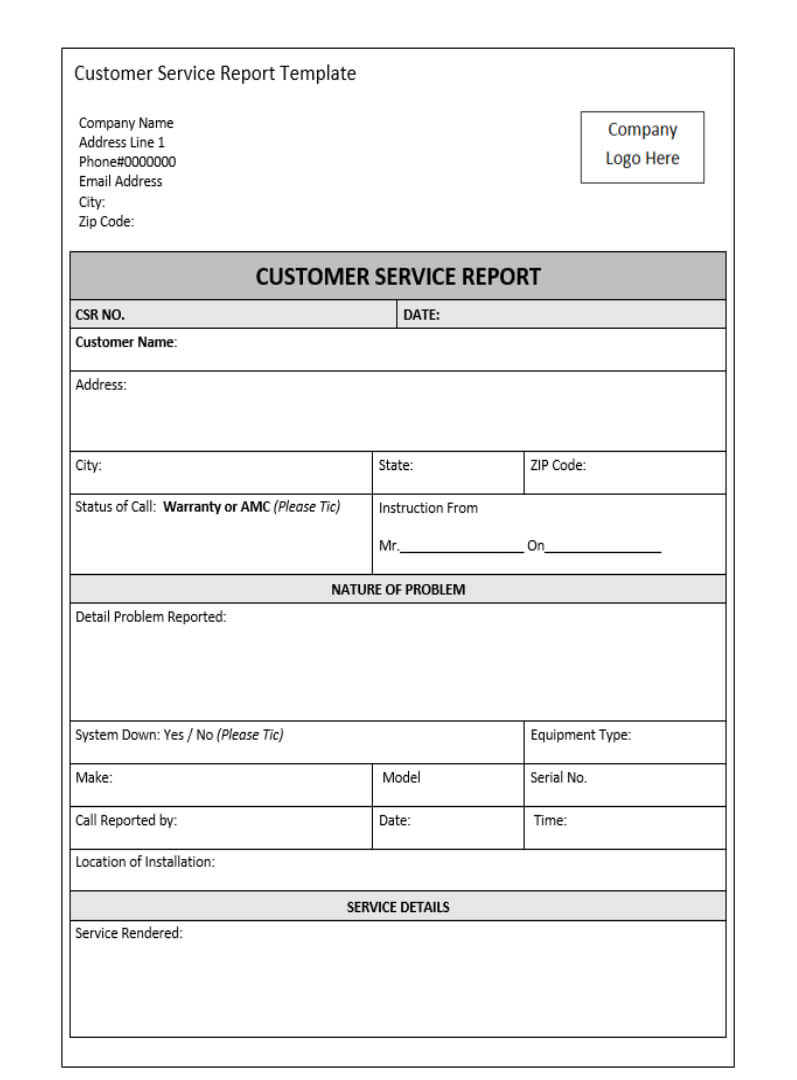 Customer Service Report Template – Excel Word Templates With Technical Service Report Template