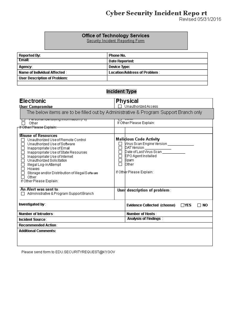 Cyber Security Incident Report Template | Templates At Regarding Computer Incident Report Template